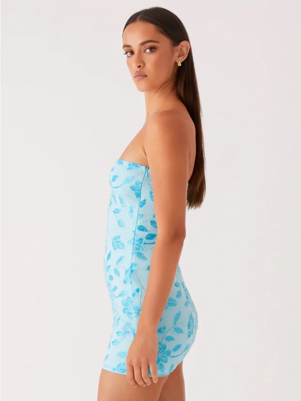 NWT Blue Beaded Peppermayo Mini Dress - Picture 2 of 5